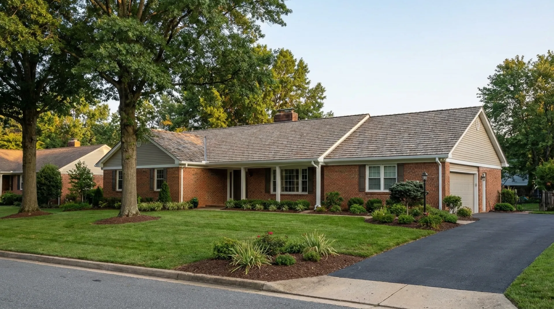 Completed roof replacement on rancher home in Maryland