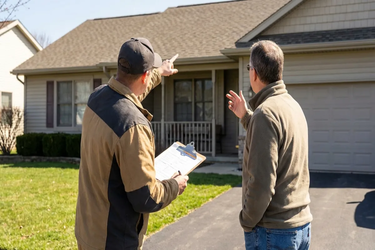 Crown Remodeling contractor consulting with homeowner on project estimate