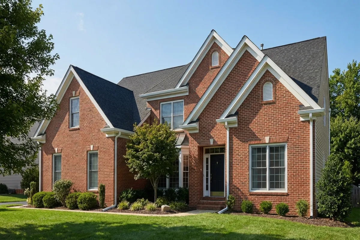 Full house seamless 6-inch K-style gutter system on Maryland colonial