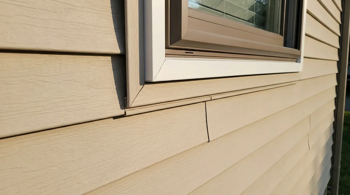 Vinyl siding J-channel trim detail around window